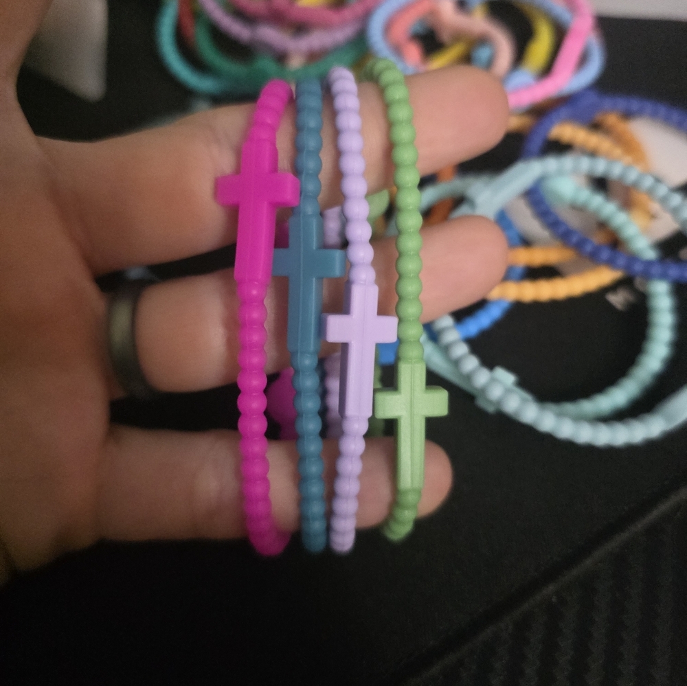 4ct Assortment Color Cross Bracelets